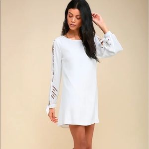 Lulu’s long sleeve shirt dress with lace detail